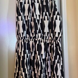 Pink Owl Black & White Geometric Halter Top